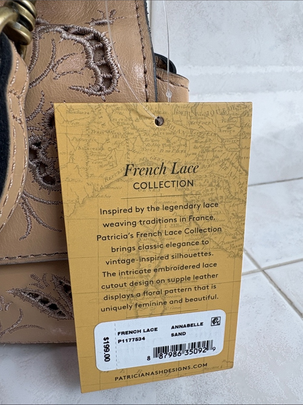 Patricia Nash French Lace Collection Annabelle Leather Satchel in Sand Shade - Picture 5 of 14